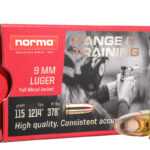 9MM LUGER – 124GR – FMJ – NORMA RANGE & TRAINING – QTY 50