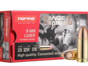 9MM LUGER – 115 GR – FMJ – NORMA RANGE & TRAINING- QTY 50