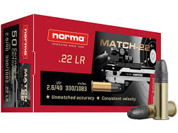 Norma Match 22LR 40gr. LRN Ammunition, 50 Round Box