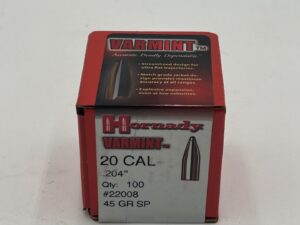 Hornady .20 Caliber .204" Diameter 45 Grain Soft Point Bullet 100 Count